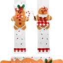 Christmas Refrigerator Handle Covers Decor, 3 Pack Christmas Gingerbread Handle Covers for Kitchen Refrigerator Appliance Decorations Indoor, Xmas Washable Holiday Decor