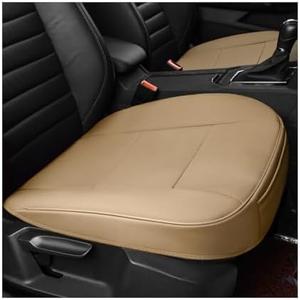 Mandark 2PCS Car Seat Cover, Bottom Full Wrapped Vehicle Front Seat Protector, Anti-Slip Breathable Leather Automotive Seat Cushion Pad Accessories, Universal for Sedan SUV Truck (Beige)