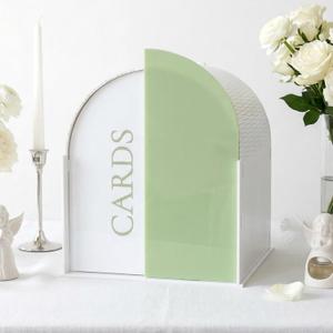 OurWarm White Arched Wedding Card Boxes for Reception, Acrylic Card Box with Writable Green Standee & Erasable Pen, Large Cards Box for Wedding Reception Party Birthday Graduation Baby Shower Decor