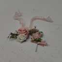 Fnize Pink Corsage and Boutonniere Set for Bride Groom Bridesmaids Groomsmen Wedding Homecoming Flowers Prom Suit Accessories, Rose Boutonniere and Wrist Corsage Flower