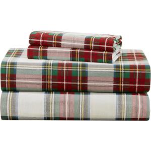 Comfort Spaces 100% Cotton Sheets Twin XL, Breathable, Naturally Cool Cotton Sheets, Cotton Bed Sheets 12" Elastic Pocket Fits up to 14" Mattress, All Seasons Sheet Set, Scottish Plaid Red 3 Piece