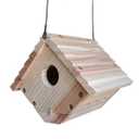 Traditional Wren House for Outdoor Hanging, Natural Wooden Bird House Garden Patio Decoration, Birdhouse