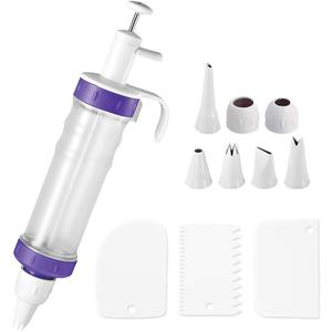 Dessert Decorating Syringe Set, Icing Dispenser Cupcake Filling Injector, 7 Icing Nozzles, 3 Cream Scrapers Frosting Making Dessert Cream Piping Syringe Nozzles Kits for Cake Cookies Decoration