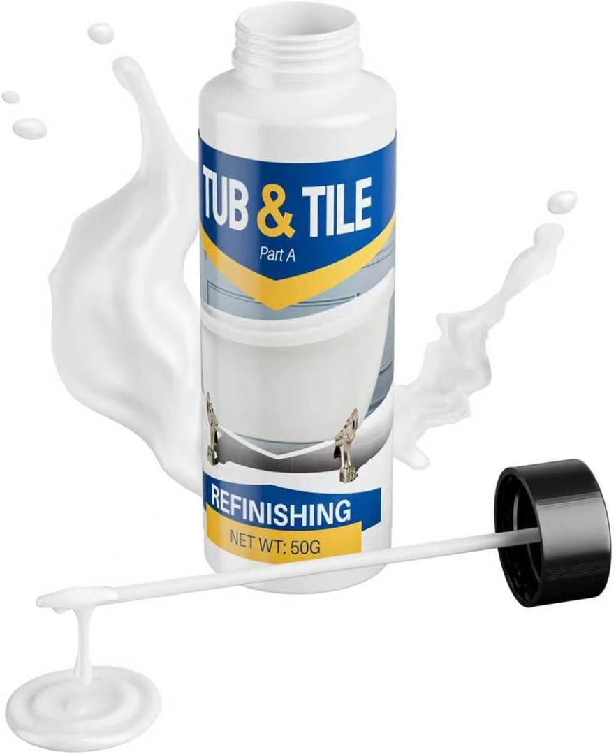 Tub and Tile Paint, 1.8oz High-Gloss White Touch Up Paint for Bathtub, Quick-Dry Bathtub Paint Kit for Bathroom, Repair Any Scratches & Chips on Porcelain Ceramic Enamel Tiles, Sinks and Toilets