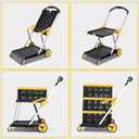 TOLRET Collapsible Shopping Cart with Wheels, 200 lbs Capacity Grocery Cart on Wheels with Storage Crate, Platform Hand Truck with Foot Brake, Yellow