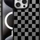 DAIZAG Magnetic Case for iPhone 16 Pro, [All-Around Shockproof Corners] [Compatible with MagSafe], Black Translucent Matte Cover,Checkerboard Black White