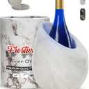 Marble Wine Chiller Bucket Set With 2 Marble Coasters 750ml Wine Bottle Cooler for Party, Dinner, Kitchen & Bar Cart Decor Elegant Champagne Cooler Gift for Wine Lovers (White) (EXP 06/20/54)