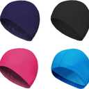 4-Pack Man Women Pure Color Nylon Spandex Fabric Swim Cap Swimming Cap Bathing Cap