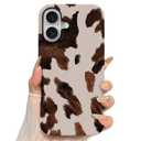 Skyseaco for iPhone 16 Case, Treny Cow Print Phone Case Hybrid 2-Layer Hard Shell,Shockproof Soft for Girl Women Boy Men