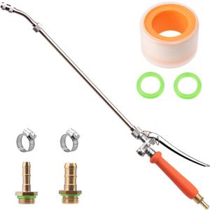 All Metal 29 Inches Sprayer Wand,Suitable for 1/2" & 3/8" Hose Quick Connectors, 1/4" & 3/8" Brass Barb Sprayer Wand Replacement Built-in Shut Valve Stainless Steel Spray Wand, w/Hose Connector