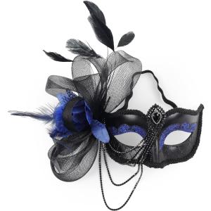 elegant black feather masquerade ball mask for women and men - perfect couple accessory for masquerade Halloween