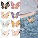 8 Sets Pant Waist Tightener, Detachable Butterfly Clips Jean Buttons for Loose Jeans, Adjustable Waist Buckle Sets No Sew and No Tools Decorative Butterfly Waist Buckles,Jean Buttons Pins