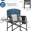Heavy-Duty Director Camping Chair 2-Pack with Side Table, Blue