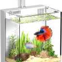 AQUASMITH 2-Gallon All-in-One Fish Tank Silent Pump, 3-Stage Filtration & Easy Water Change, Perfect Self-Care Betta Aquarium Kit for Kids & Beginners (White