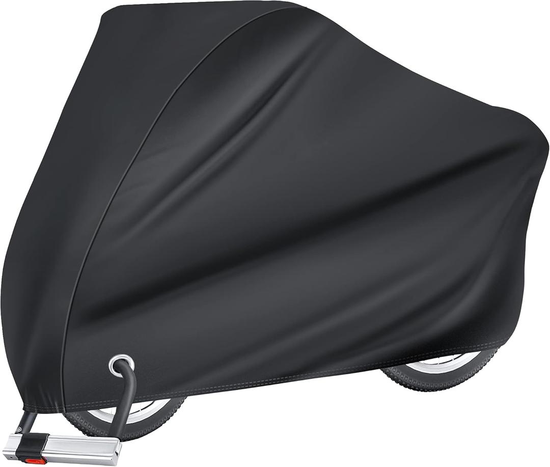Puroma Bike Cover for 1 bike, 190T Outdoor Waterproof Bicycle Covers Rain Sun UV Dust Wind Proof with Lock Hole for Mountain Road Electric Bike (Basic Black) (79'' L x 28'' W x 43'' H)