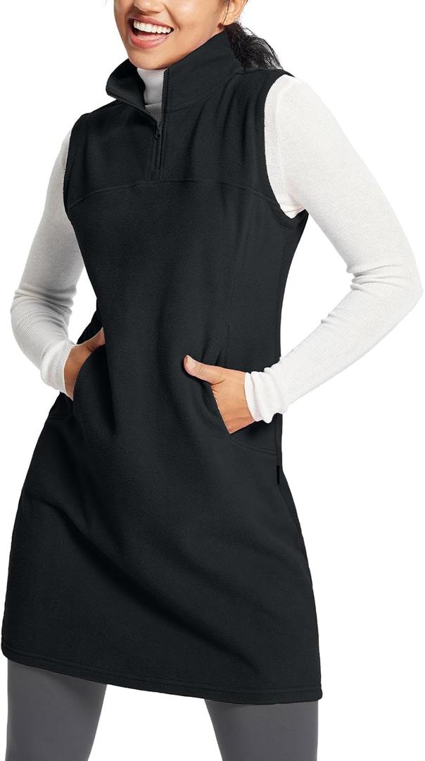 baleaf Women's Fleece Dress Sweatshirt Long Tunic Quarter Zip Pullover Polar Winter Warm Thermal Travel Dress with Pocket (XX-Large, Black)