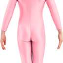 Kepblom Girls Scoop Neck Long Sleeve Unitard Bodysuit Dancewear For Child (Pink, M)