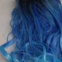 WIGER Long Blue Wavy Wigs for Women Ombre Blue Body Wave Mermaid Hair Wigs Long Curly Synthetic Hair for Daily or Cosplay