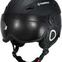 TOMSHOO Ski Helmet and Goggles Set Skateboard Helmet Adjustable Windproof Warm Detachable Liner Snow Winter Sports Helmet for Men Women (Black, Medium)