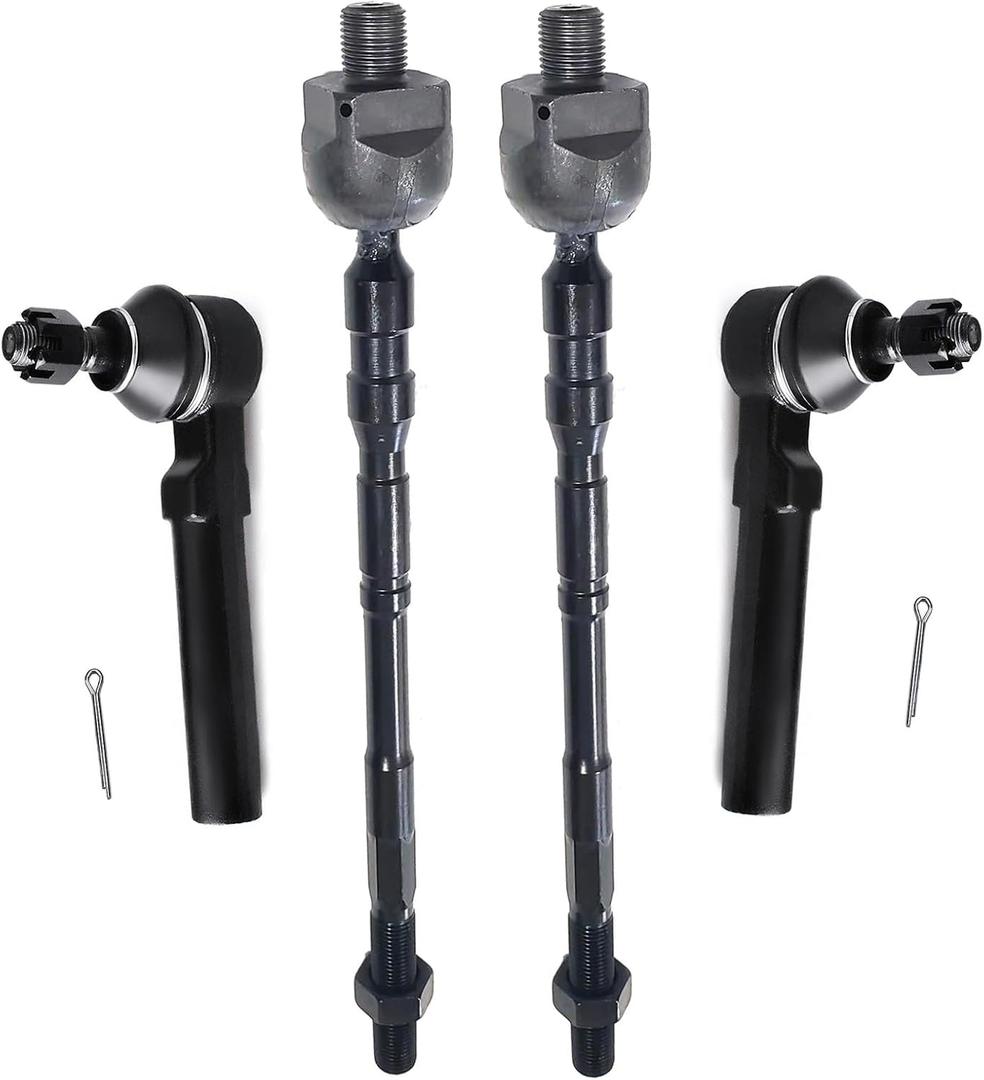 4PC Front Inner and Outer Tie Rods FITS for Subaru Forester 2003-08/ Impreza 2004-11/ Legacy 2010-14/ Outback 2010-14 (w/ 15.5mm Threads), ES3712 EV800049 Front Tie Rods