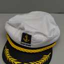 Captain Yacht Hat Boat Cap, Sailor Marine Admiral Hat for Halloween Costume Accessories, 8.6 x 6 x 2'' White