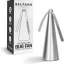 Belfans FlyRepellent Fan for Tables – Rechargable/USB Powered, Soundless Fly Swatter with Holographic Blades and Portable Fly Fan for Bees, Wasps & Outdoor Use (Silver Rechargeable)