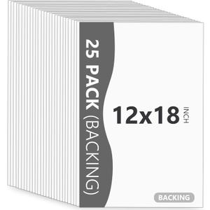 25 Pack Backing Boards Only - 12x18 Uncut White Mats Matboards, Acid Free & White Core Backerboards, Ideal for Photos/Pictures/Prints/Frames/Arts