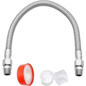 Industrial Grade Compressor Jumper hose, With 1/2" NPT Male 23" Length 450 PSI &750F, And Two 1/2" Male Adapters (Both Sides Fittings Rotate Freely), Flexible Stainless Steel Metal Hose