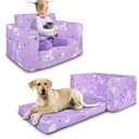 Kids Couch, 2-in-1 Kids Fold Out Couch, Convertible Kid Sofa to Lounger for Girls and Boys, Soft Toddler Chairs Comfy 1-3 Years Old