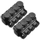2 Pcs Black Multi Cable Connector, 4 Wire Ports, Insulated Multi Tap Connectors Single Sided Entry, Pre Filled with Oxide Inhibitor ((4AWG-500kcmil))