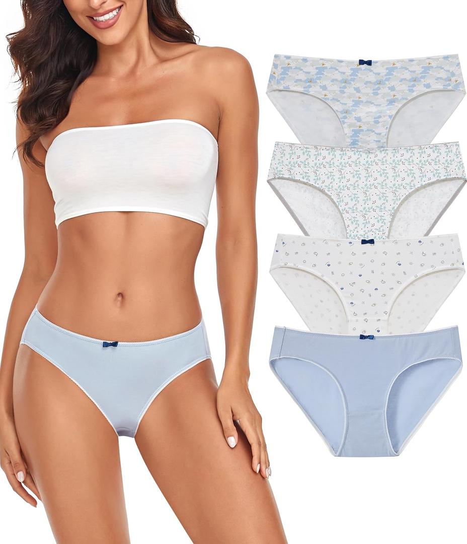 ANLIQI Cotton Womens Underwear Comfortable Hipster Panties for Women Soft Briefs Cute Bikini Underpants 4/6 Packs (XL)