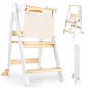 Toddler Learning Tower, Foldable Height Adjustable Wooden Kids Step Stool