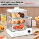 Electric Food Steamer, Electric Steamer For Vegetables And Seafood
25 quart , 3 layers, 800 W heating, 12 presets, 1.5-liter detachable water tank, with stackable basket and detachable base