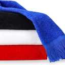 Fringed Reversible Fingertip Hand Towel (Size 11" W x 18" L) Terry Cotton Washcloth Set for Face and Bathroom use. (Royal, 3)
