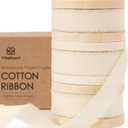 Vitalizart White Cotton Ribbon Handmade Fringe 5/8" x 21 Yd Cream Pure Natural Cotton Ribbons for Gift Wrapping Wedding Invites Bridal Shower Bouquets Holiday Decor