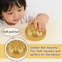 Glitter Dumpling Squishy, Colorful Dumpling Squishes Stress Balls with Steamer, Easter Gifts, Soft Squeeze Decompression Dough for Adults (Gold with Glitter)