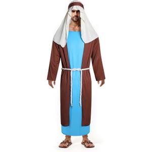 Adult Saint Joseph Costume Biblical Nativity Shepherd Outfit for Men Catholic Saint Halloween Costume (X-Large)