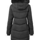 ASPO Women's Winter Puffer Coats Thicken Fleece Lined Waterproof Parka Warm Down Jacket Faux Fur Detachable Hood Hiking Snow Dark Grey XL