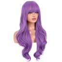 BERON Purple Wig Long Wavy Purple Wig with Bangs for Women Daily Party Hairnet Include