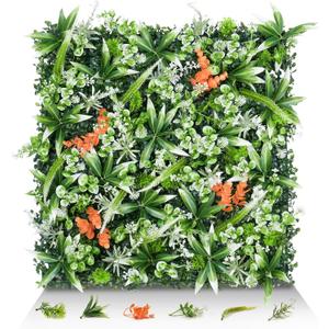Greenery Wall Panels, 20"x20" 16PCS UV Protected Fake Grass Backdrop Privacy Fence Screen, Artificial Hedges for Outdoors Indoors Green Decor