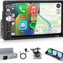 Single Din 7 Inch Radio with Carplay, Hodozzy Touch Screen Radio with Android Auto Bluetooth 5.1 Car Radio 1 Din Support Mirror Link FM USB TF AUX SWC Camera MP5 Player Car Audio Receiver Single Din