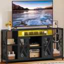 YITAHOME 33.5'' Tall TV Stands for Living Room, TV Entertainment Center with LED Light, TV Stand for TVs up to 70 Inch, Tall TV Console Cabinet with Power Outlets, Black