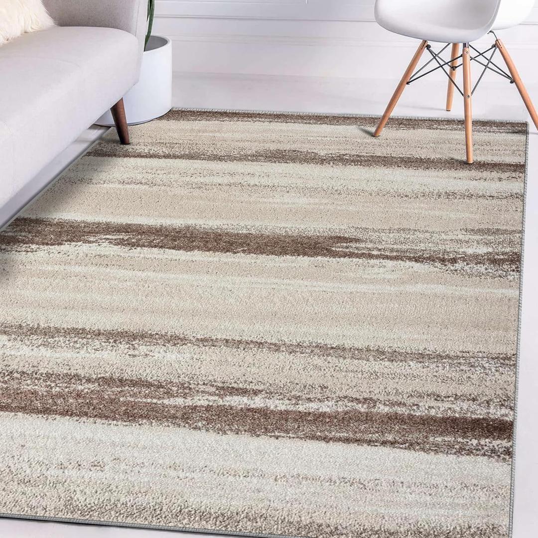 LUXE WEAVERS Modern Area Rug Stain Resistant, Brown/Size 9x12