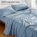 100% French Pure Linen Sheets Queen Size, Breathable, Soft and Durable Pure Linen Sheets, Anti-Tear Linen Bed Sheets, 16 Inch Deep Pocket - 4 PC (Dusty Blue,Queen)
