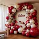 Red White Balloon Garland Dark Red Double Stuffed Balloons Arch Kit Set For Birthday Mothers Day Valentine Engagement Anniversary Bridal Shower Party Decorations
