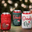 24 Pcs Christmas Can Cooler Sleeves 12 oz Drink Me Beer Drink Bottle Cooler Sleeves Reusable Beverages Can Insulated Covers for Soda Drinks Christmas Holiday Party Supplies