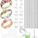 38 Pcs Ring Sizer Adjuster for Loose Rings with Ring Size Measuring Tool, Plug-in Invisible Ring Guards Silicone Tightener EVA Foam Ring Size Adjuster Set with Polishing Cloth (Transparent)