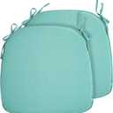 Outdoor Chair Cushions Set of 2,Patio Seat Cushion 17"x16"x2",U-Shaped Dining Chair Cushion 17 by 16 Inch,Water Resistant,Fade-Resistant Chair Pads for Kitchen Garden Furniture(Light Turquoise)