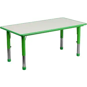 Flash Furniture Kids 47.25x23.6 in Plastic Activity Table, Green/Gray