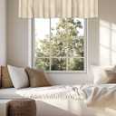 Kitchen Valances for Windows, Rustic Farmhouse Beige Stripe Light Filtering Short Curtains for Bathroom Basement Living Room Retro Minimalist Line Theme (42"W x 12"L (Pack of 1), Burlywood)